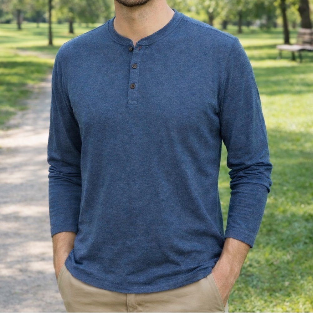 CALVIN KLEIN JEANS BLUE HENLEY LONG SLEEVE TEE NWT SZ XL